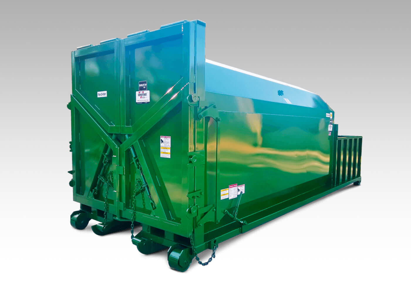 Dual compartment self contained trash compactor with two sections for multiple materials