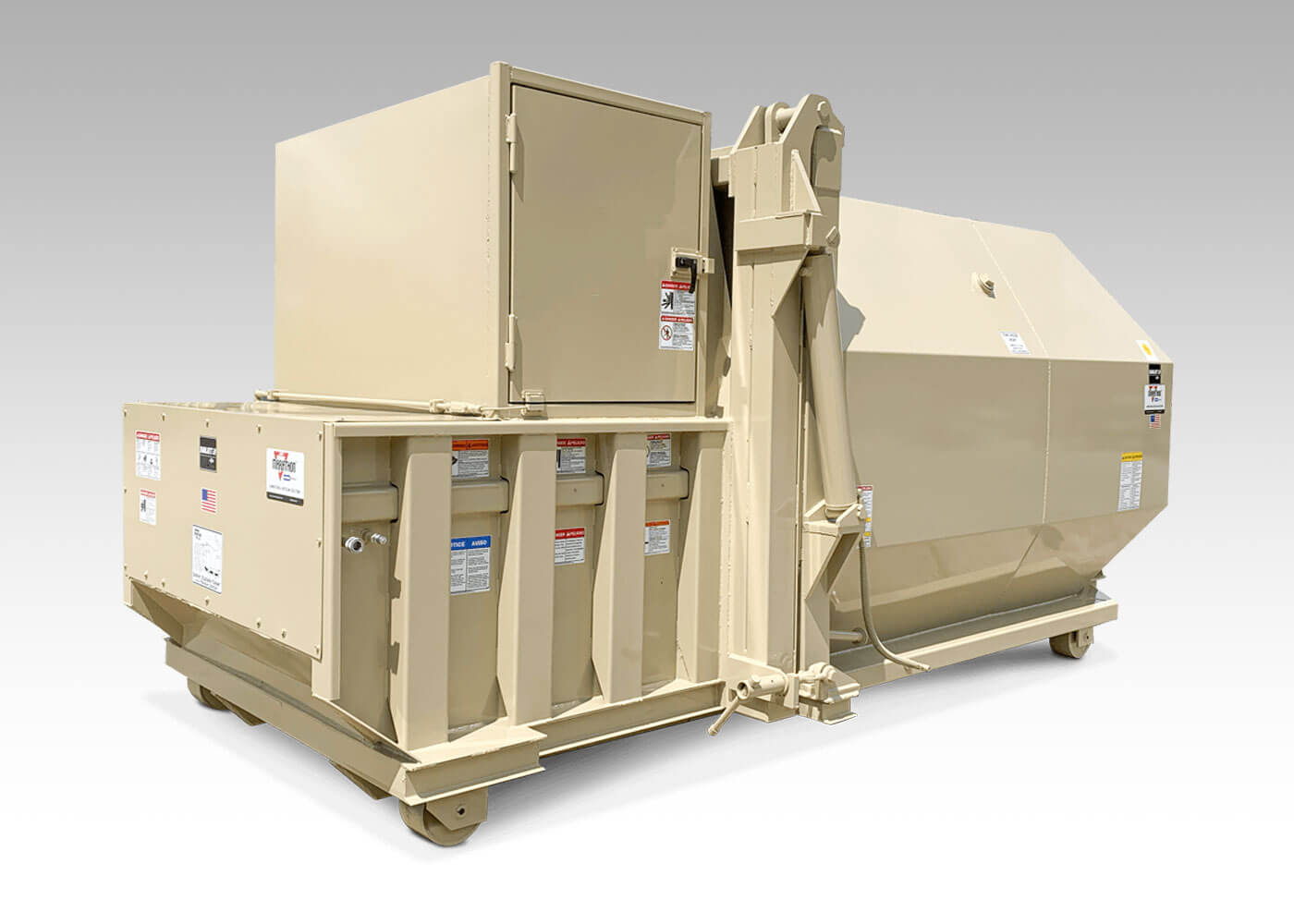 RJ-250 HT Dual compartment self contained trash compactor with two sections for multiple materials