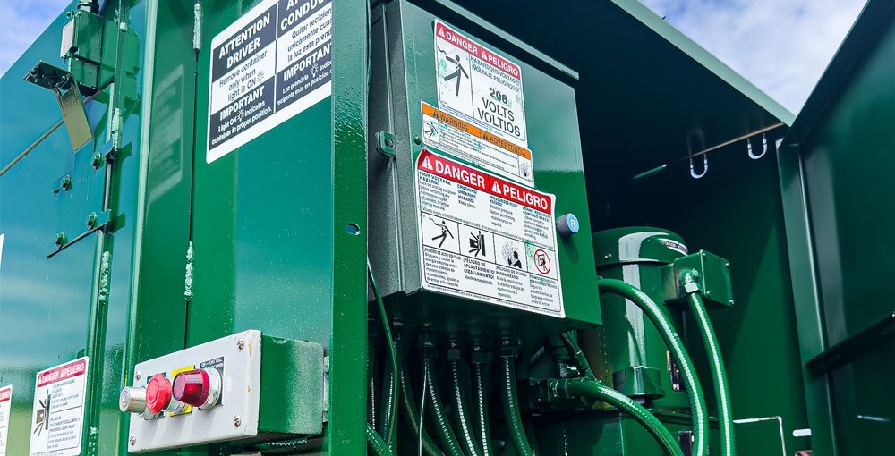 Compactor side mounted power unit motor