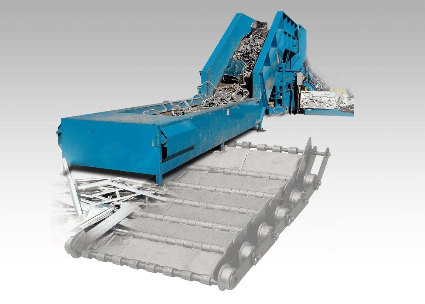 Galaxy two ram horizontal recycling baler conveyors and conveyor systems for recycling centers