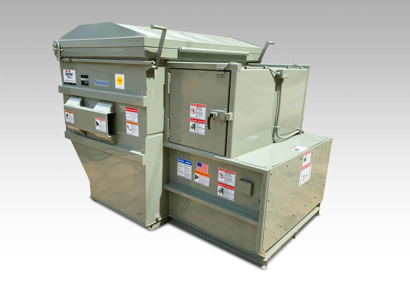 Self contained trash compactor that work with front load or rear load garbage trucks