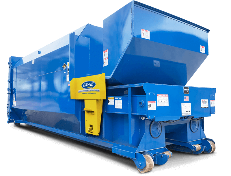Trash Compactor tipper, lifter and cart dumper options for compaction equipment